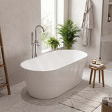 Lukka Agena Acrylic Freestanding Bathtub NO Overflow 990/1400/1500/1700mm - Matt White/Gloss White