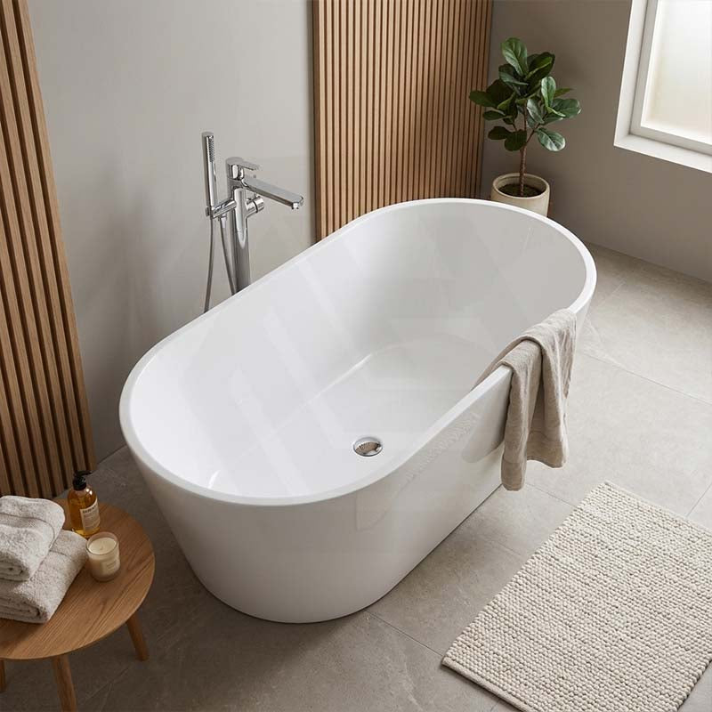 Lukka Agena Acrylic Freestanding Bathtub NO Overflow 990/1400/1500/1700mm - Matt White/Gloss White