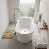 Lukka Agena Acrylic Freestanding Bathtub NO Overflow 990/1400/1500/1700mm - Matt White/Gloss White