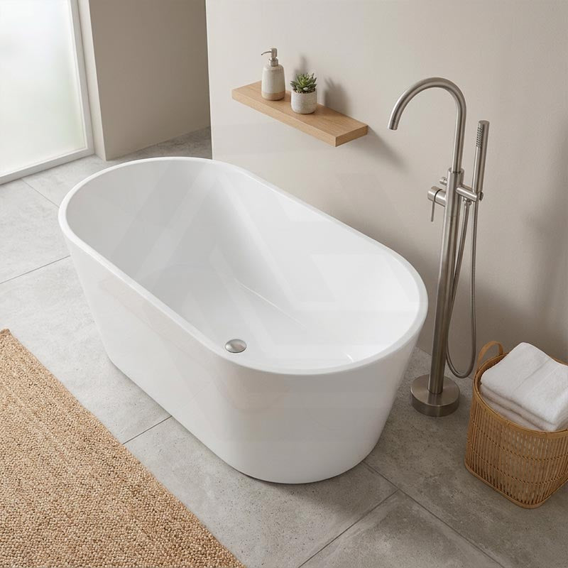 Lukka Agena Acrylic Freestanding Bathtub NO Overflow 990/1400/1500/1700mm - Matt White/Gloss White