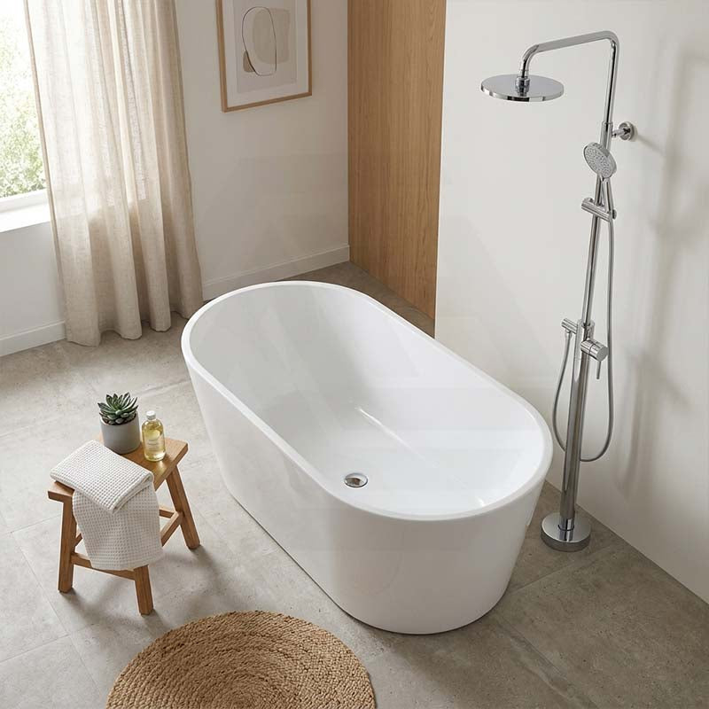 Lukka Agena Acrylic Freestanding Bathtub NO Overflow 990/1400/1500/1700mm - Matt White/Gloss White
