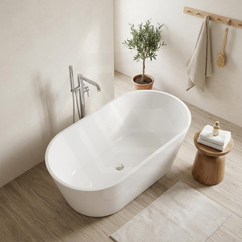 Lukka Agena Acrylic Freestanding Bathtub NO Overflow 990/1400/1500/1700mm - Matt White/Gloss White