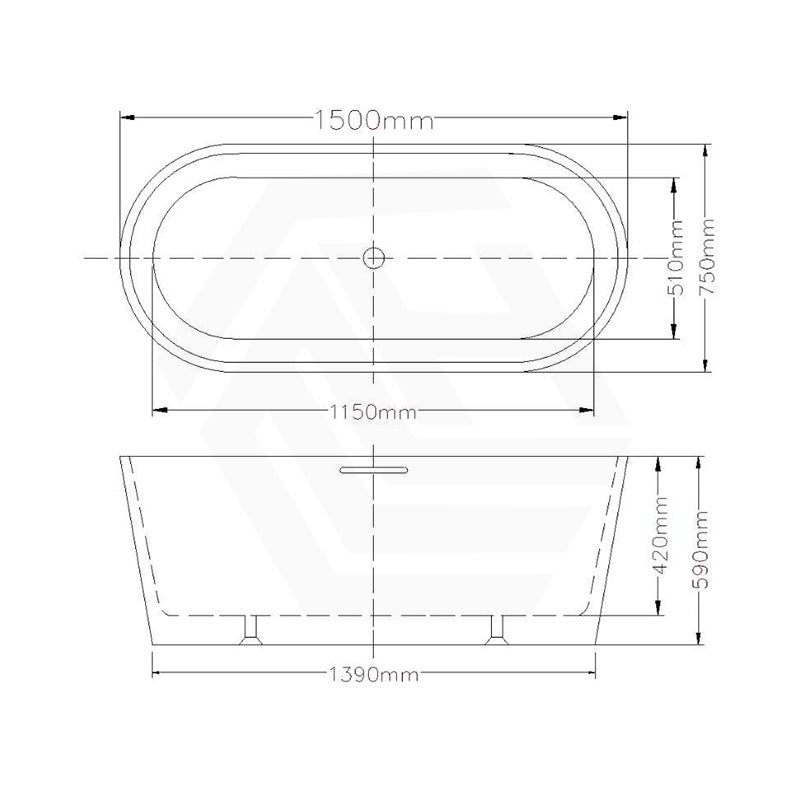 Lukka Agena Acrylic Freestanding Bathtub with Overflow 1205/1300/1500/1700/1800mm - Gloss White