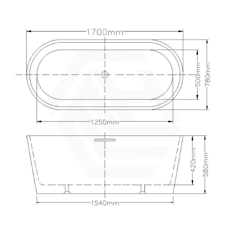 Lukka Agena Acrylic Freestanding Bathtub with Overflow 1205/1300/1500/1700/1800mm - Gloss White