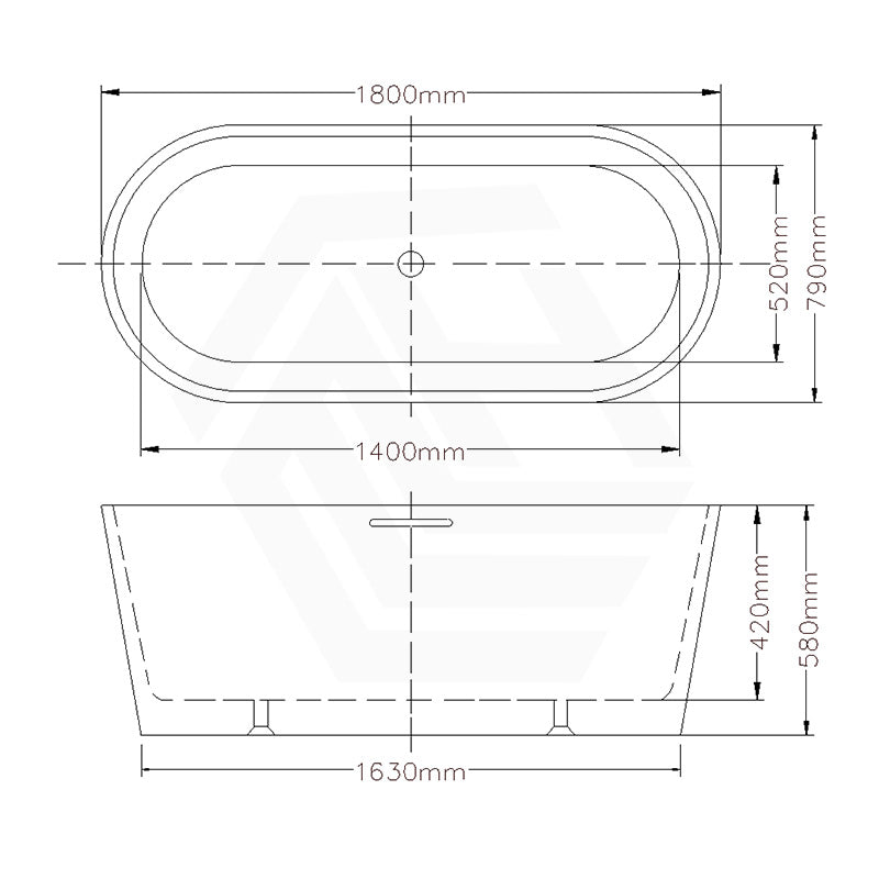 Lukka Agena Acrylic Freestanding Bathtub with Overflow 1205/1300/1500/1700/1800mm - Gloss White
