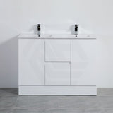 Lukka Alpha 1200mm Gloss White PVC Freestanding Vanity with Side/Middle Drawers For Single/Double Bowls