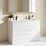 Lukka Alpha 1200mm Gloss White PVC Freestanding Vanity with Side/Middle Drawers For Single/Double Bowls