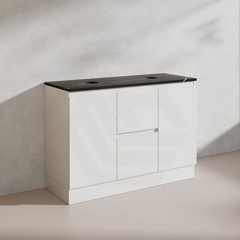 Lukka Alpha 1200mm Gloss White PVC Freestanding Vanity with Side/Middle Drawers For Single/Double Bowls