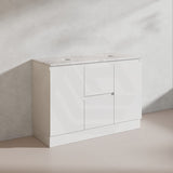 Lukka Alpha 1200mm Gloss White PVC Freestanding Vanity with Side/Middle Drawers For Single/Double Bowls
