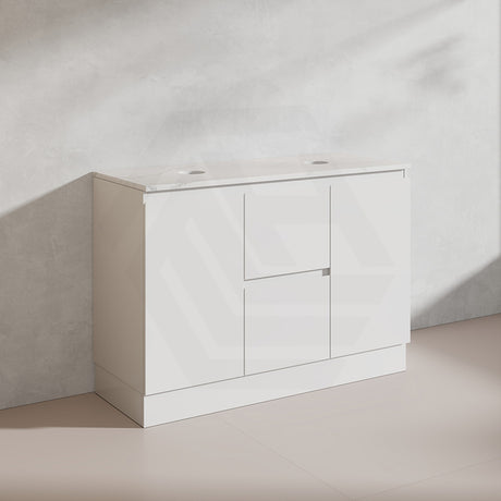 Lukka Alpha 1200mm Gloss White PVC Freestanding Vanity with Side/Middle Drawers For Single/Double Bowls