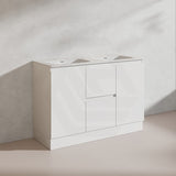 Lukka Alpha 1200mm Gloss White PVC Freestanding Vanity with Side/Middle Drawers For Single/Double Bowls