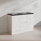 Lukka Alpha 1200mm Gloss White PVC Freestanding Vanity with Side/Middle Drawers For Single/Double Bowls
