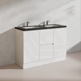 Lukka Alpha 1200mm Gloss White PVC Freestanding Vanity with Side/Middle Drawers For Single/Double Bowls