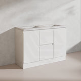 Lukka Alpha 1200mm Gloss White PVC Freestanding Vanity with Side/Middle Drawers For Single/Double Bowls