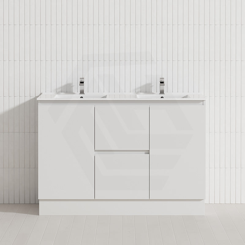 Lukka Alpha 1200mm Gloss White PVC Freestanding Vanity with Side/Middle Drawers For Single/Double Bowls
