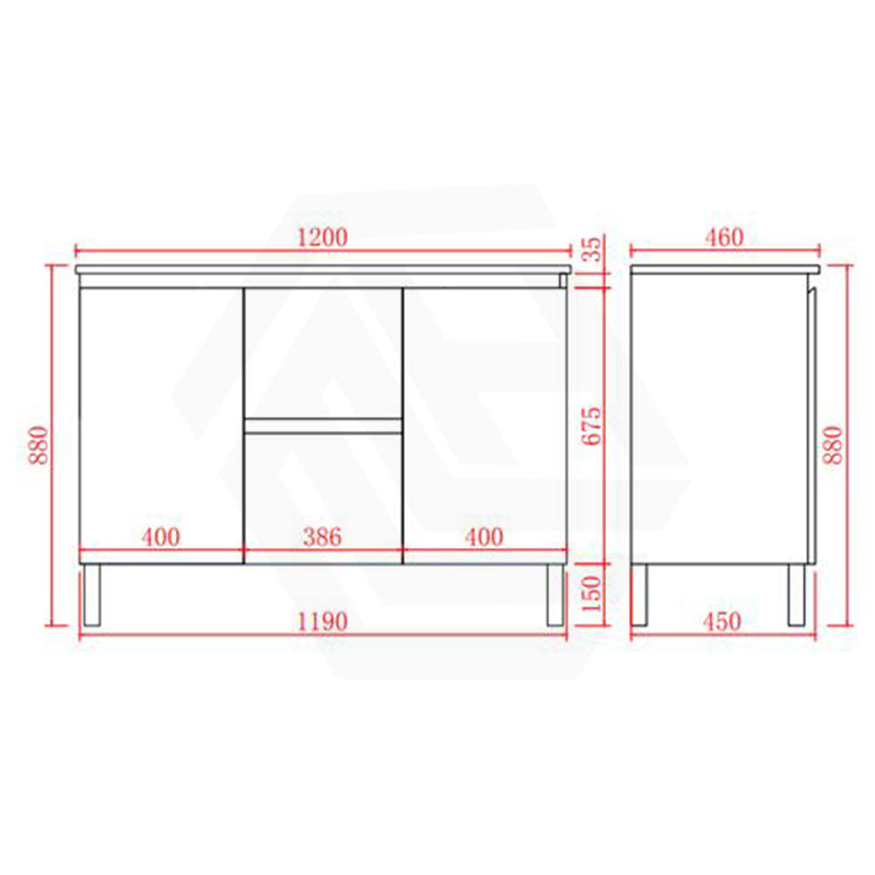 Lukka Alpha 1200mm Gloss White PVC Freestanding Vanity with Side/Middle Drawers For Single/Double Bowls