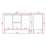 Lukka Alpha 1200mm Gloss White PVC Freestanding Vanity with Side/Middle Drawers For Single/Double Bowls