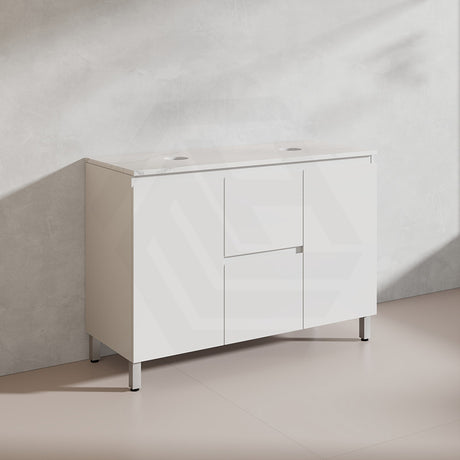 Lukka Alpha 1200mm Gloss White PVC Freestanding Vanity with Side/Middle Drawers For Single/Double Bowls