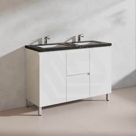 Lukka Alpha 1200mm Gloss White PVC Freestanding Vanity with Side/Middle Drawers For Single/Double Bowls