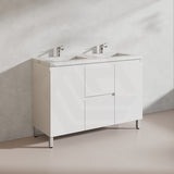 Lukka Alpha 1200mm Gloss White PVC Freestanding Vanity with Side/Middle Drawers For Single/Double Bowls