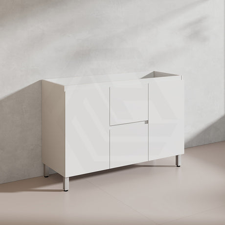 Lukka Alpha 1200mm Gloss White PVC Freestanding Vanity with Side/Middle Drawers For Single/Double Bowls