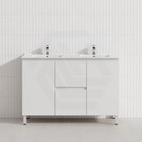 Lukka Alpha 1200mm Gloss White PVC Freestanding Vanity with Side/Middle Drawers For Single/Double Bowls