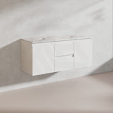 Lukka Alpha 1200mm Gloss White PVC Wall Hung Vanity with Soft Closing Finger Pull Doors and Drawers for Single/Double Bowls