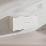 Lukka Alpha 1200mm Gloss White PVC Wall Hung Vanity with Soft Closing Finger Pull Doors and Drawers for Single/Double Bowls