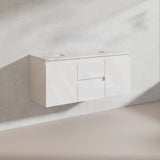 Lukka Alpha 1200mm Gloss White PVC Wall Hung Vanity with Soft Closing Finger Pull Doors and Drawers for Single/Double Bowls
