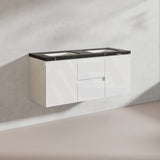Lukka Alpha 1200mm Gloss White PVC Wall Hung Vanity with Soft Closing Finger Pull Doors and Drawers for Single/Double Bowls