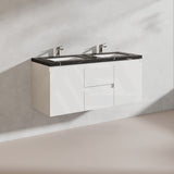 Lukka Alpha 1200mm Gloss White PVC Wall Hung Vanity with Soft Closing Finger Pull Doors and Drawers for Single/Double Bowls