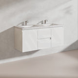 Lukka Alpha 1200mm Gloss White PVC Wall Hung Vanity with Soft Closing Finger Pull Doors and Drawers for Single/Double Bowls