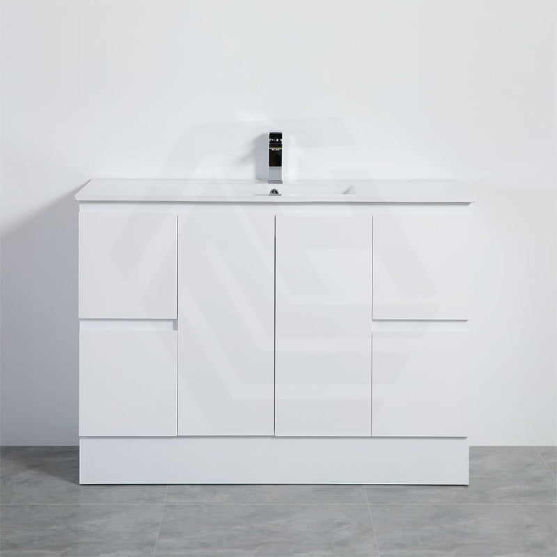 Lukka Alpha 1200mm Gloss White PVC Freestanding Vanity with Side/Middle Drawers For Single/Double Bowls