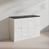 Lukka Alpha 1200mm Gloss White PVC Freestanding Vanity with Side/Middle Drawers For Single/Double Bowls