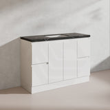 Lukka Alpha 1200mm Gloss White PVC Freestanding Vanity with Side/Middle Drawers For Single/Double Bowls