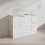 Lukka Alpha 1200mm Gloss White PVC Freestanding Vanity with Side/Middle Drawers For Single/Double Bowls