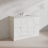 Lukka Alpha 1200mm Gloss White PVC Freestanding Vanity with Side/Middle Drawers For Single/Double Bowls