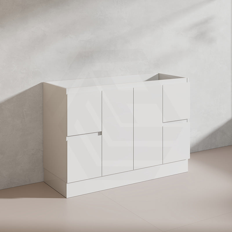 Lukka Alpha 1200mm Gloss White PVC Freestanding Vanity with Side/Middle Drawers For Single/Double Bowls