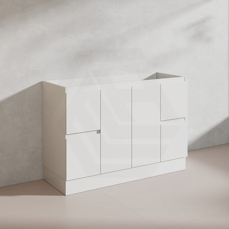 Lukka Alpha 1200mm Gloss White PVC Freestanding Vanity with Side/Middle Drawers For Single/Double Bowls