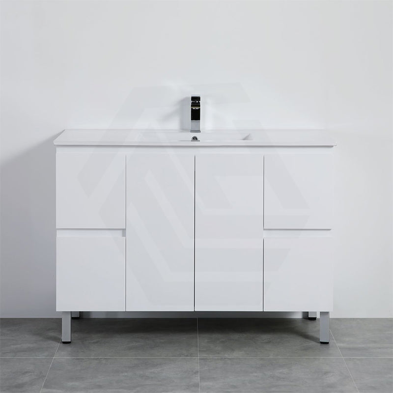 Lukka Alpha 1200mm Gloss White PVC Freestanding Vanity with Side/Middle Drawers For Single/Double Bowls