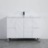 Lukka Alpha 1200mm Gloss White PVC Freestanding Vanity with Side/Middle Drawers For Single/Double Bowls