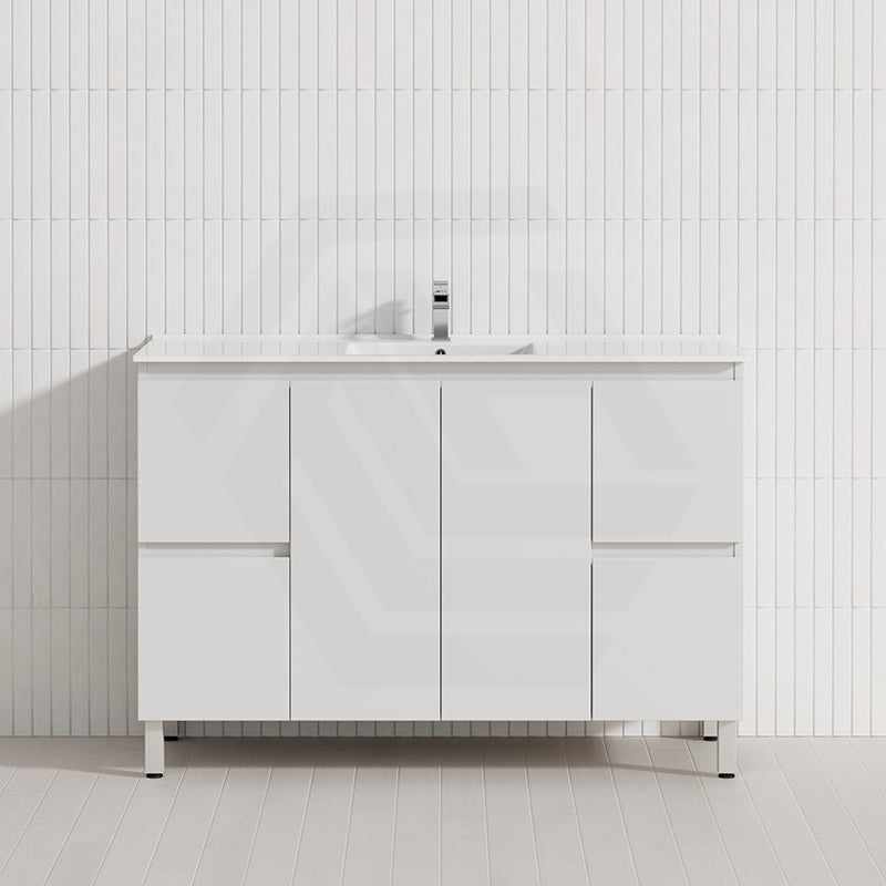 Lukka Alpha 1200mm Gloss White PVC Freestanding Vanity with Side/Middle Drawers For Single/Double Bowls