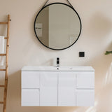 Lukka Alpha 1200mm Gloss White PVC Wall Hung Vanity with Soft Closing Finger Pull Doors and Drawers for Single/Double Bowls