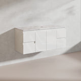 Lukka Alpha 1200mm Gloss White PVC Wall Hung Vanity with Soft Closing Finger Pull Doors and Drawers for Single/Double Bowls
