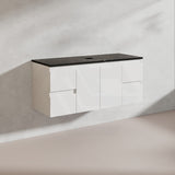 Lukka Alpha 1200mm Gloss White PVC Wall Hung Vanity with Soft Closing Finger Pull Doors and Drawers for Single/Double Bowls