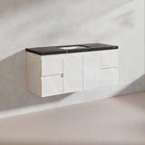 Lukka Alpha 1200mm Gloss White PVC Wall Hung Vanity with Soft Closing Finger Pull Doors and Drawers for Single/Double Bowls