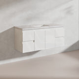 Lukka Alpha 1200mm Gloss White PVC Wall Hung Vanity with Soft Closing Finger Pull Doors and Drawers for Single/Double Bowls