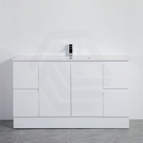 Lukka Alpha 1500mm Gloss White PVC Freestanding Vanity with Soft Closing Finger Pull Doorss