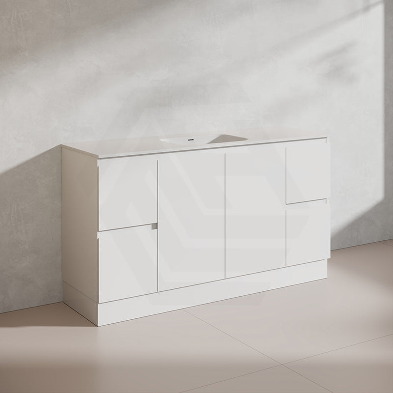 Lukka Alpha 1500mm Gloss White PVC Freestanding Vanity with Soft Closing Finger Pull Doorss