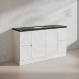 Lukka Alpha 1500mm Gloss White PVC Freestanding Vanity with Soft Closing Finger Pull Doorss